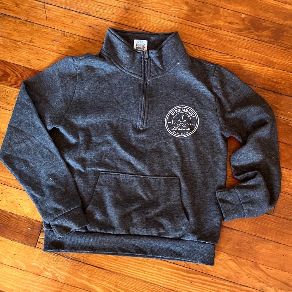 Misquamicut Beach Stay Salty Grey Kids Small 1/4 Zip Sweatshirt